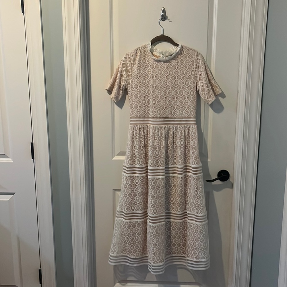 Polagram white lace dress, medium